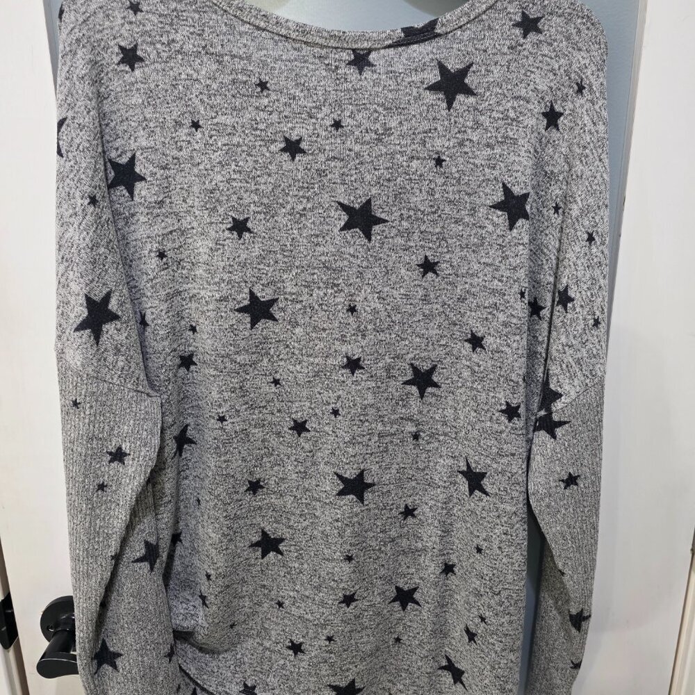 Buffalo David Bitton XXL Star Print Sweater Top Cozy Knit Batwing Sleeve Gray - Picture 9 of 9